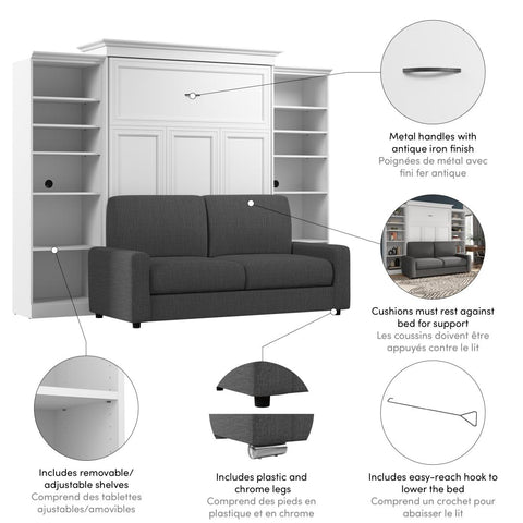 Queen Murphy Bed with Sofa and Closet Organizers (115W)