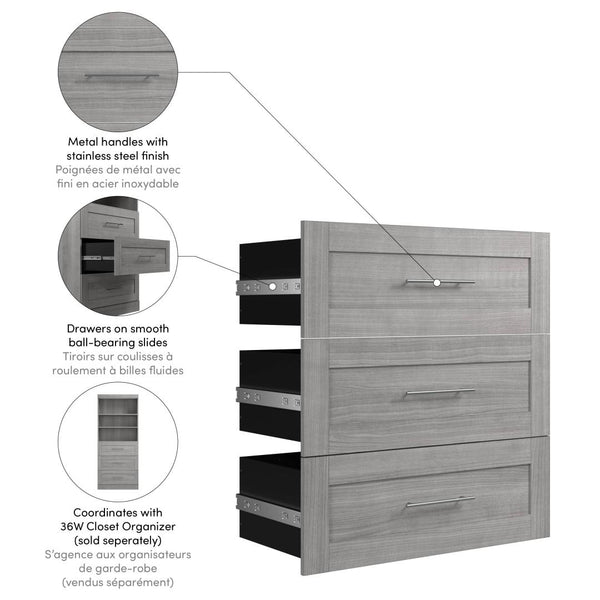 Contemporary Drawers (3) Set, 36W x 15D
