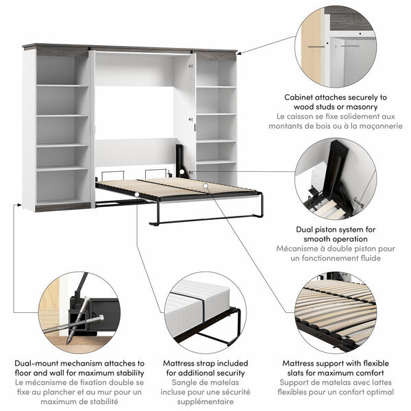 Full Murphy Bed with Shelves (120W)