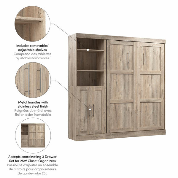 Full Murphy Bed and Closet Organizer with Doors (84W)