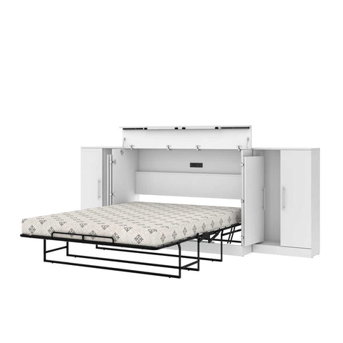 3-Piece Set Including One Queen Cabinet Bed with Mattress and Two 26″ Storage Units