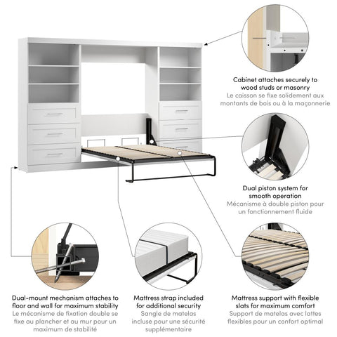 Full Murphy Bed and 2 Shelving Units with Drawers (131W)