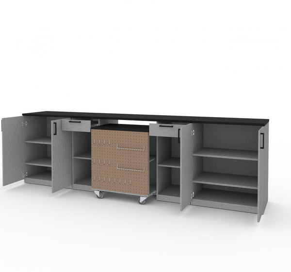 4-Piece Set with 2-Drawer Workbench and Base Cabinets