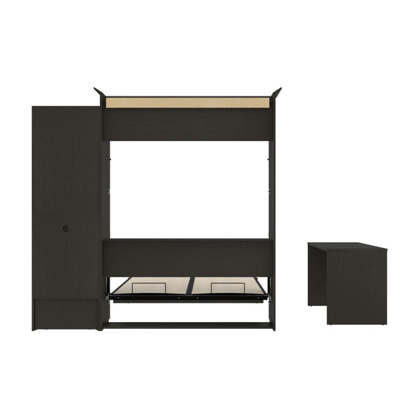 Queen Murphy Bed and 1 Storage Unit with Mobile Nightstand and Desk (118”)