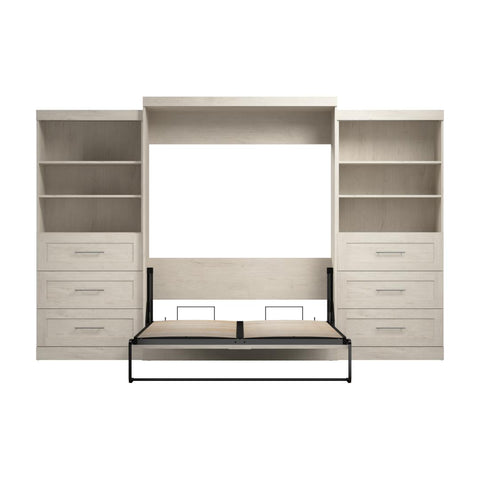 Queen Murphy Bed and 2 Shelving Units with Drawers (136W)