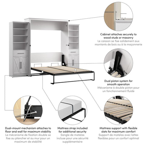 Queen Murphy Bed and Closet Organizers with Doors and Drawers (119W)