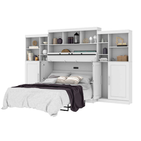 Queen Cabinet Bed with Mattress, two 36″ Storage Units, and 3 Hutches