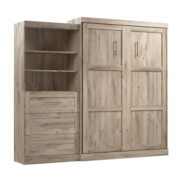 Queen Murphy Bed and Shelving Unit with Drawers (101W)