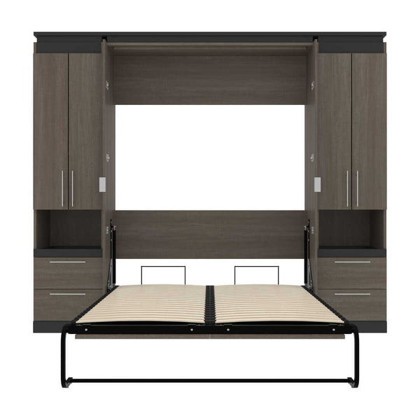 Full Murphy Bed with Storage Cabinets and Pull-Out Shelves (100W)