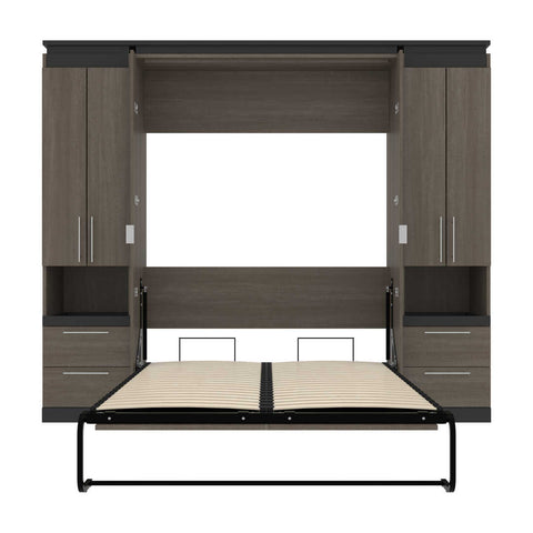 Full Murphy Bed with Storage Cabinets and Pull-Out Shelves (100W)