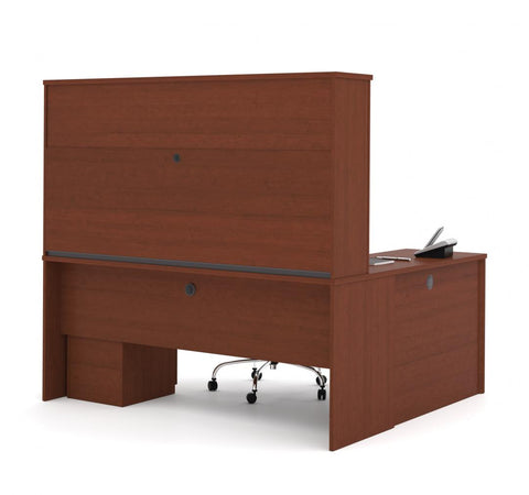 Modern L-Shaped Office Desk with Two Pedestals and Hutch