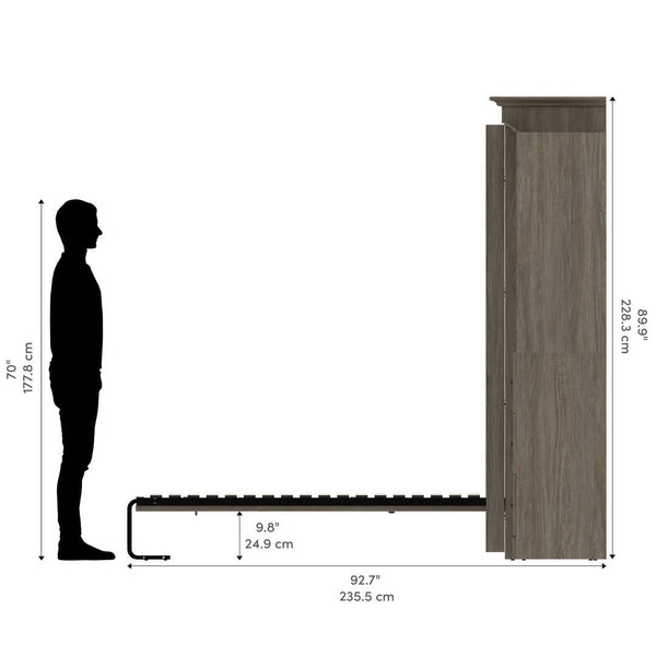 Queen Murphy Bed with Shelves and Drawers (92W)