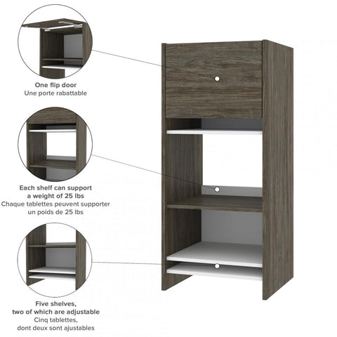 81W L-Shaped Standing Desk with Dual Monitor Arm, Credenza, and Hutch