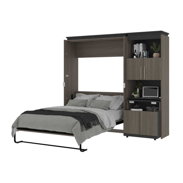 Full Murphy Bed with Storage Cabinet and Fold-Out Desk (91W)