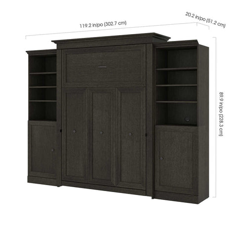 Queen Murphy Bed and 2 Shelving Units with Doors (115W)