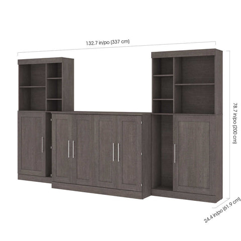 Full Cabinet Bed with Mattress and Tall Storage Cabinets (133W)