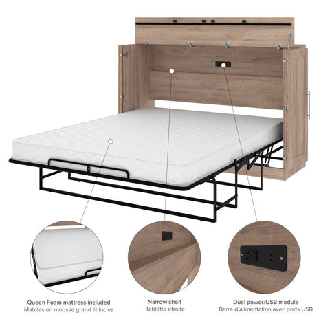 66W Queen Cabinet Bed with Mattress