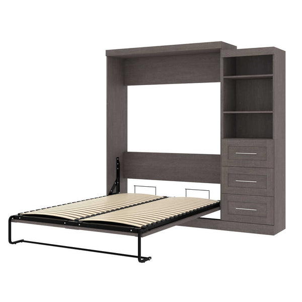 Queen Murphy Bed and Shelving Unit with Drawers (90W)