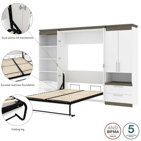 Full Murphy Bed and Multifunctional Storage with Drawers (119W)