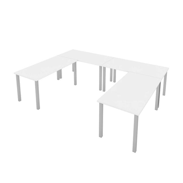 Four 60W x 30D Table Desks with Square Metal Legs