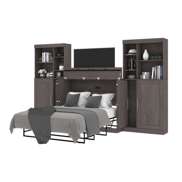 Full Cabinet Bed with Mattress and Tall Storage Cabinets (133W)