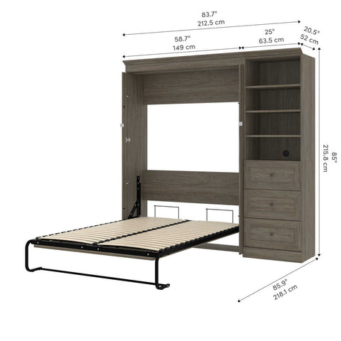 Full Murphy Bed with Shelves and Drawers (89W)