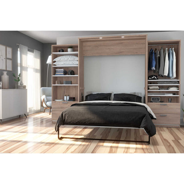 Queen Murphy Bed with 2 Closet Organizers with Drawers (125W)