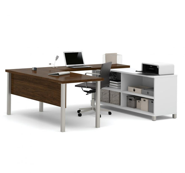 72W U-Shaped Executive Desk with Metal Legs