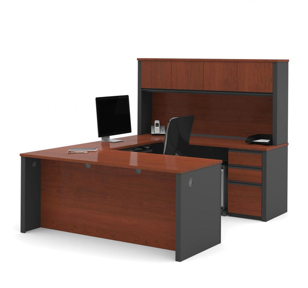 72W U-Shaped Executive Desk with 2 Pedestals and Hutch