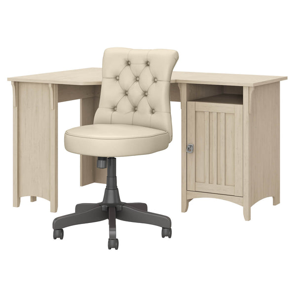 55W Corner Desk with Mid Back Tufted Office Chair