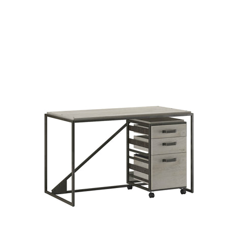 50W Industrial Desk with 3 Drawer Mobile File Cabinet