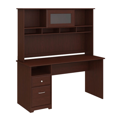 60W Computer Desk with Hutch and Drawers