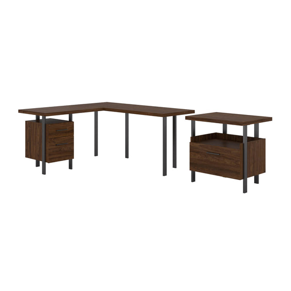 60W L Shaped Desk with Lateral File Cabinet