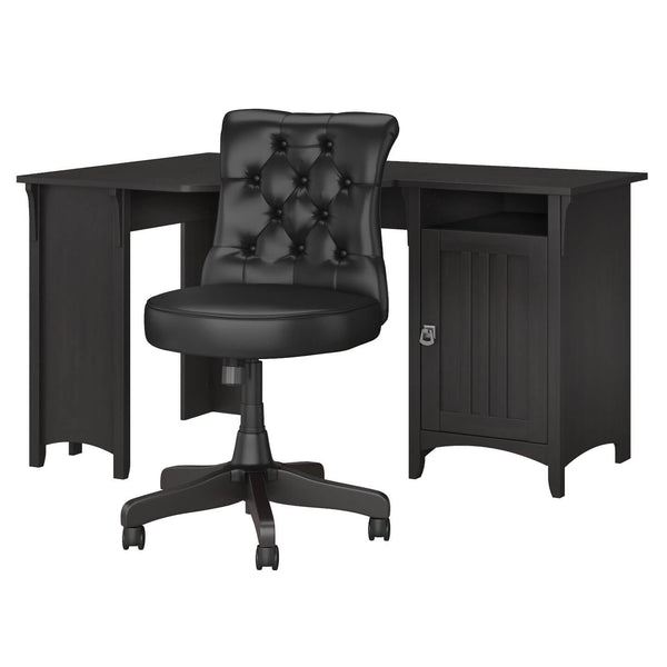 55W Corner Desk with Mid Back Tufted Office Chair