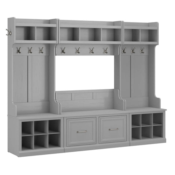 Full Entryway Storage Set with Coat Rack and Shoe Bench with Doors