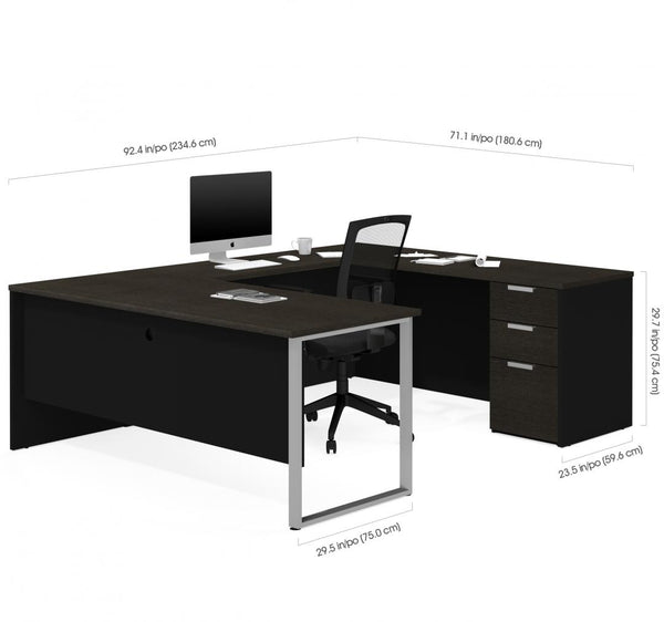 72W U-Shaped Executive Desk with Pedestal