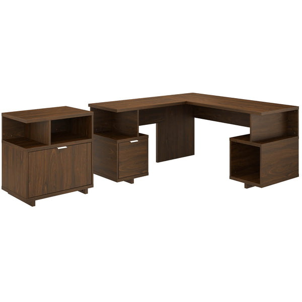 60W L Shaped Desk with Lateral File Cabinet