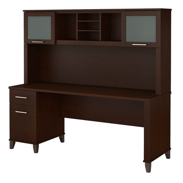 72W Office Desk with Drawers and Hutch