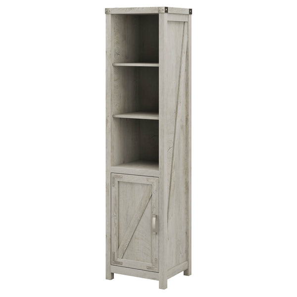 Tall Narrow 5 Shelf Bookcase with Door