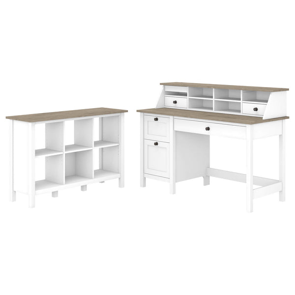 54W Computer Desk with Drawers, Desktop Organizer and 6 Cube Bookcase