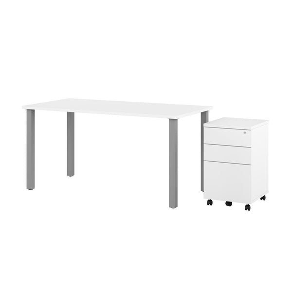 60W x 30D Table Desk with Assembled Mobile Pedestal