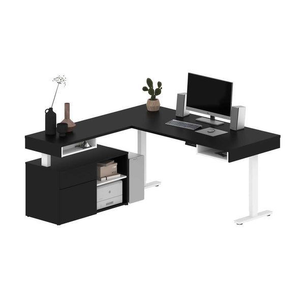 72W L-Shaped Standing Desk with Credenza