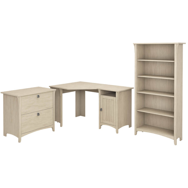 55W Corner Desk with Lateral File Cabinet and 5 Shelf Bookcase