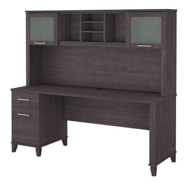 72W Office Desk with Drawers and Hutch