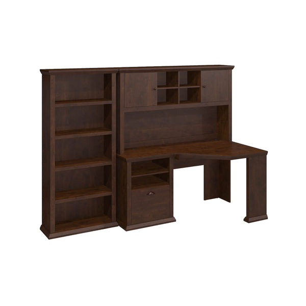 60W Corner Desk with Hutch and 5 Shelf Bookcase