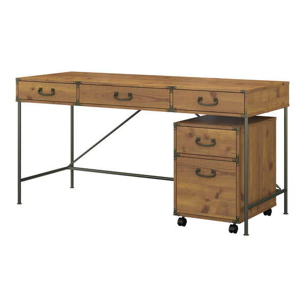 60W Writing Desk with 2 Drawer Mobile File Cabinet