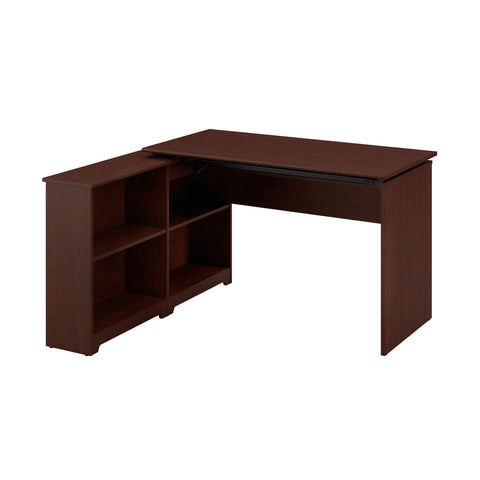 52W 3 Position Sit to Stand Corner Bookshelf Desk