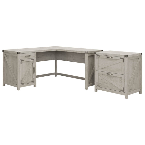 60W L Shaped Desk with 2 Drawer Lateral File Cabinet