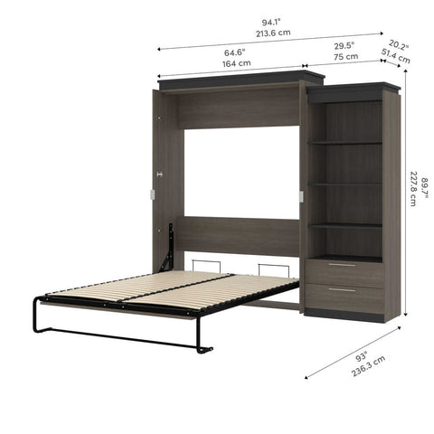 Queen Murphy Bed with Shelves and Drawers (97W)