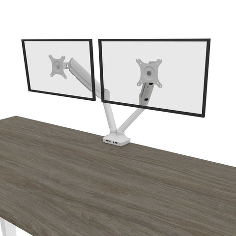 72W L-Shaped Standing Desk with Dual Monitor Arm and Storage